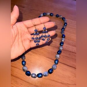 Elegant Blue and Gold Women's Jewelry Set